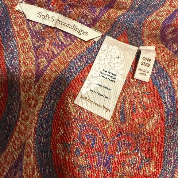 Soft Surroundings Vibrant Paisley Scarf Cardigan - Picture 6 of 8